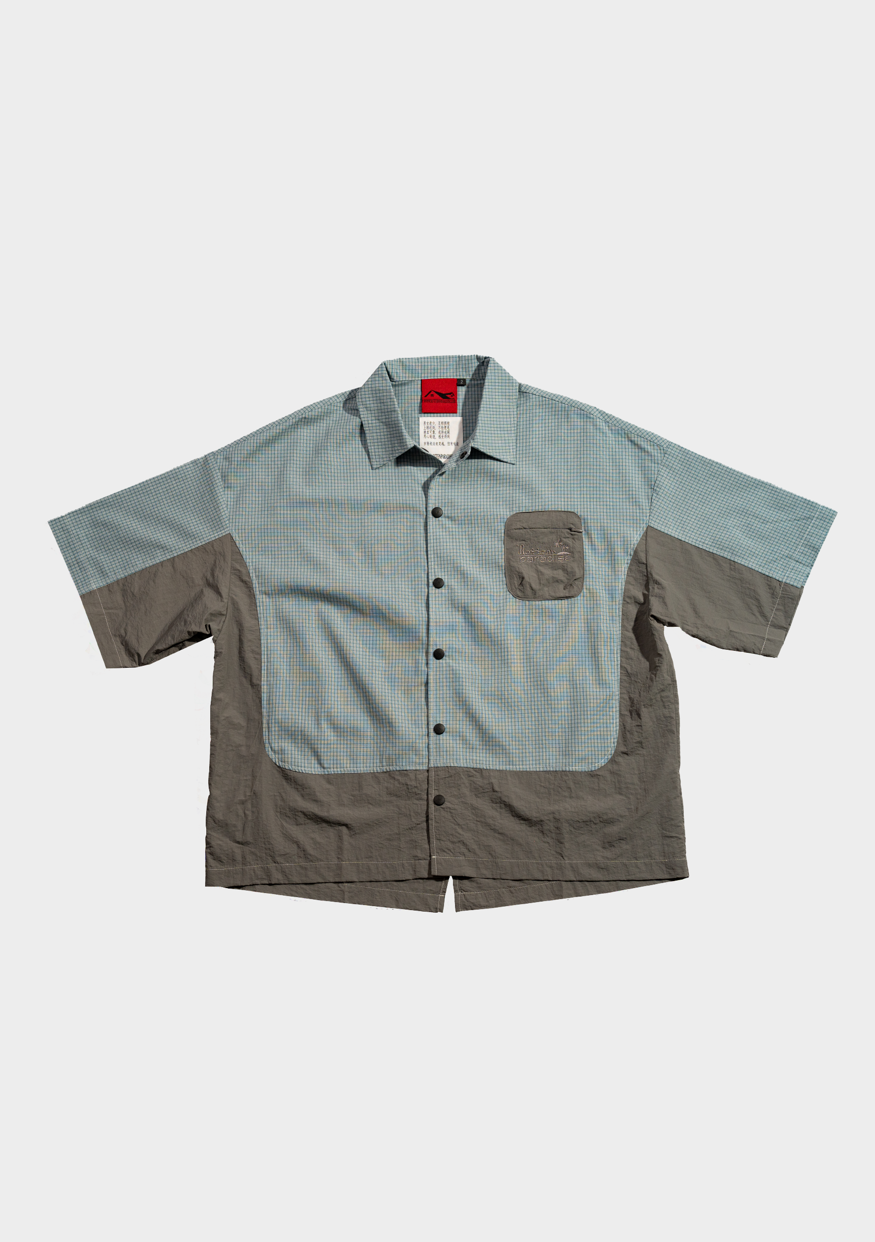Checkered Boxy Shirt Cyan Grey