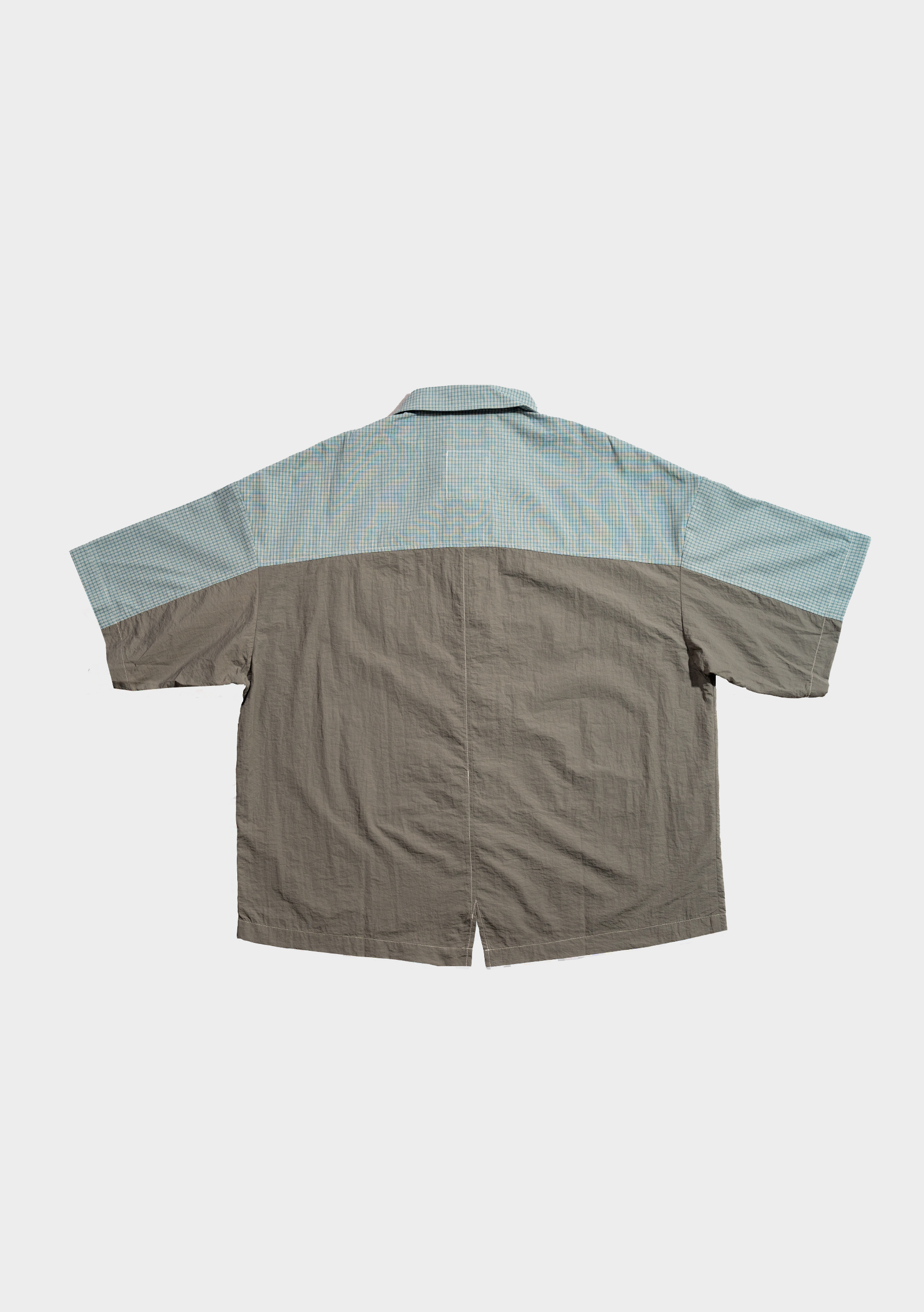 Checkered Boxy Shirt Cyan Grey