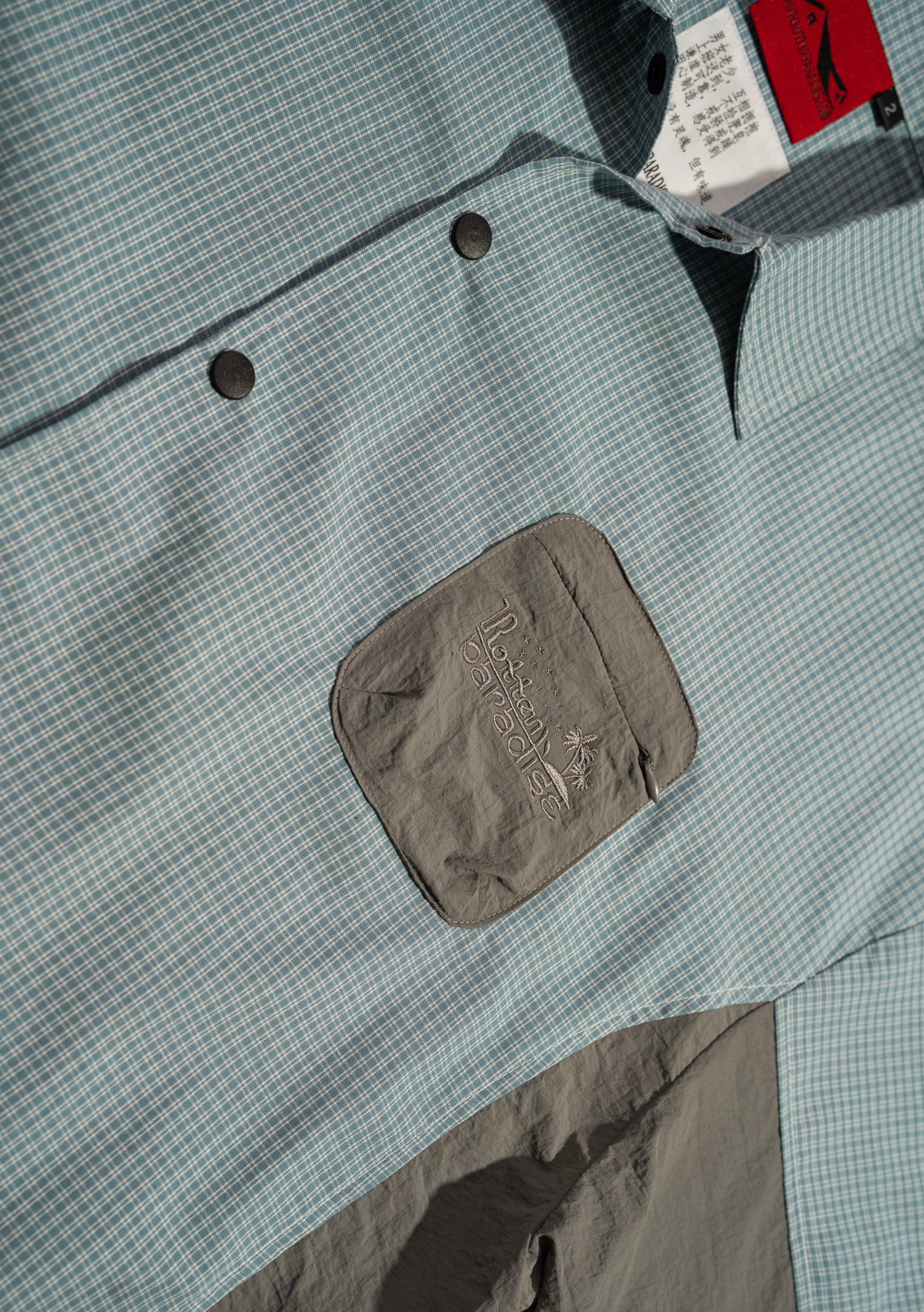 Checkered Boxy Shirt Cyan Grey