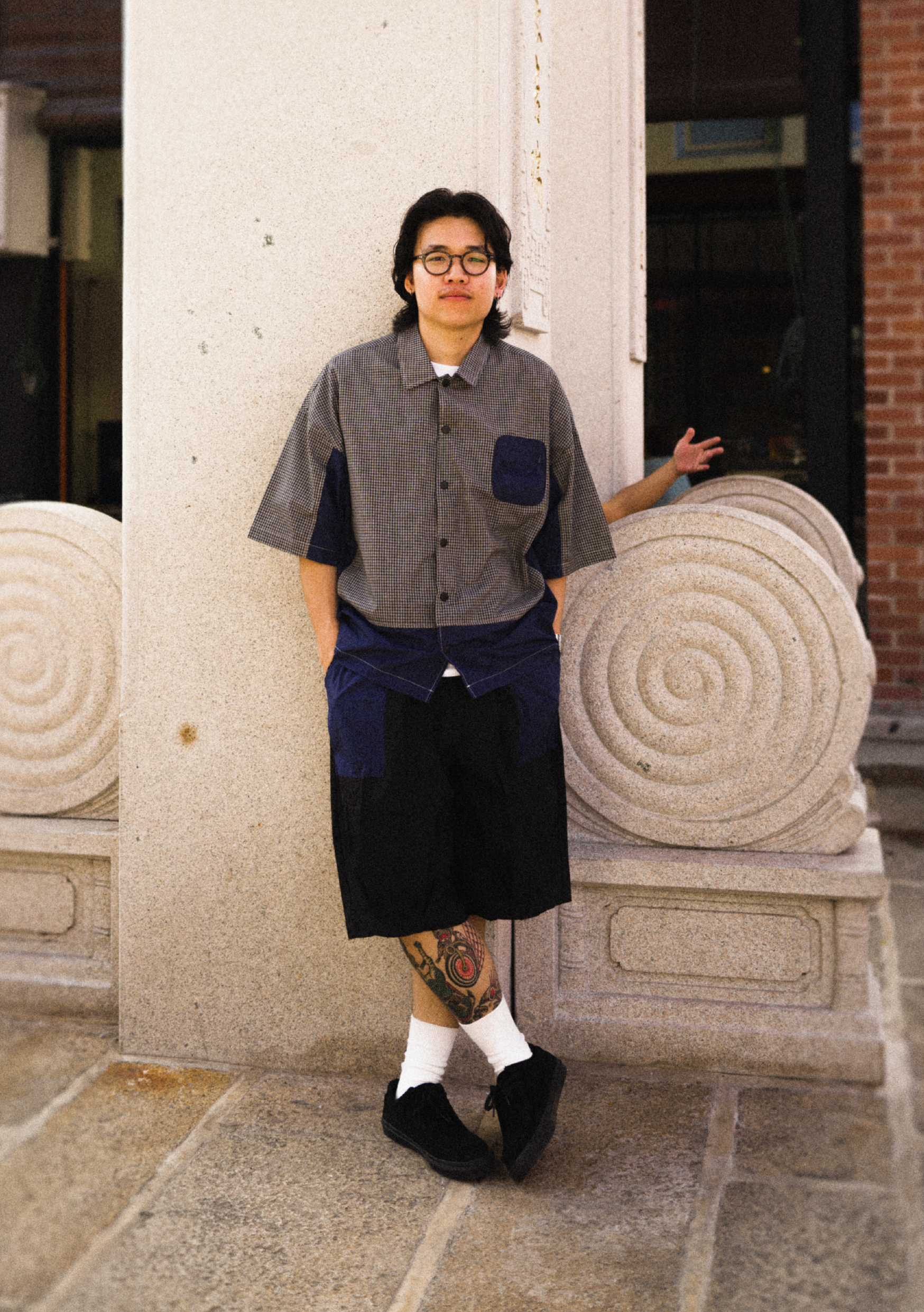 Checkered Boxy Shirt Midnight Blue