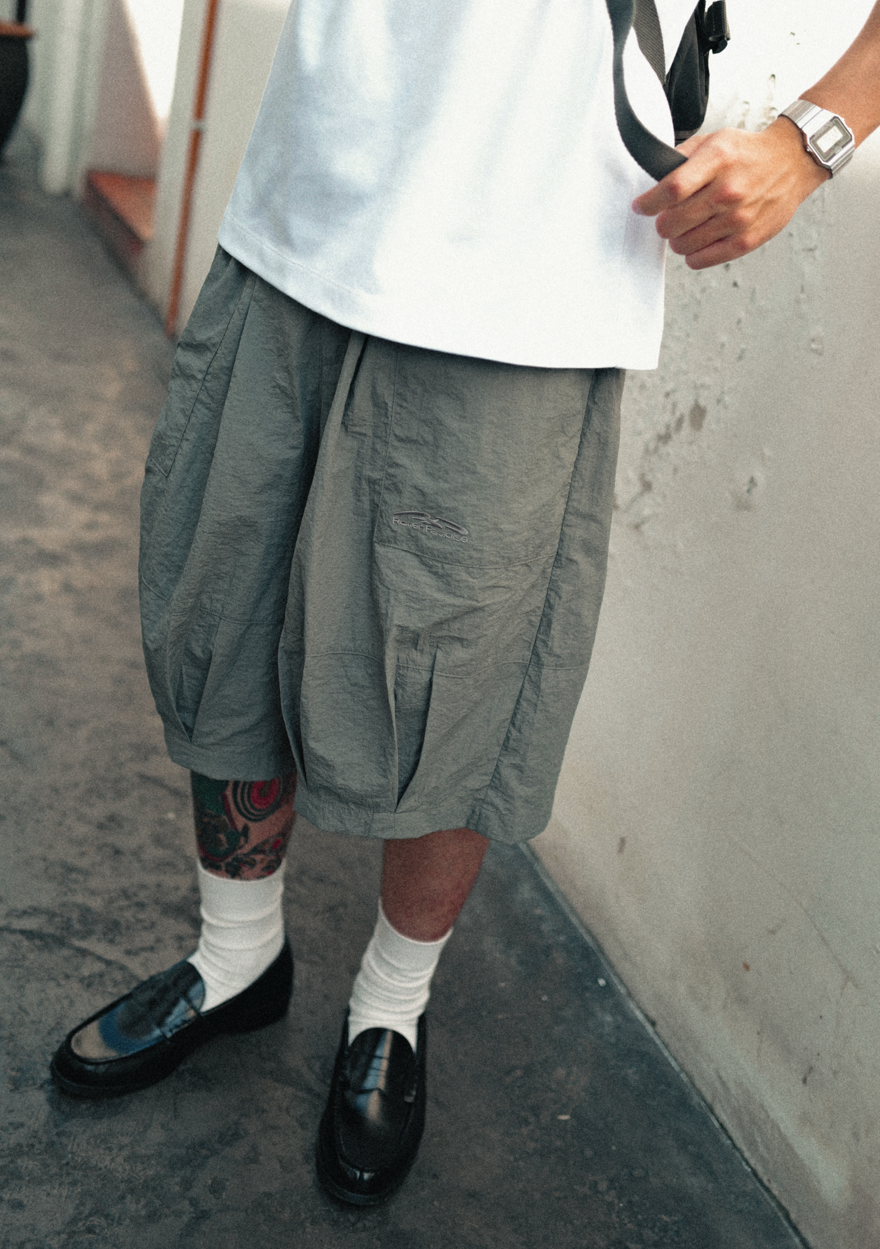 Comfy Balloon Shorts Cyan Grey