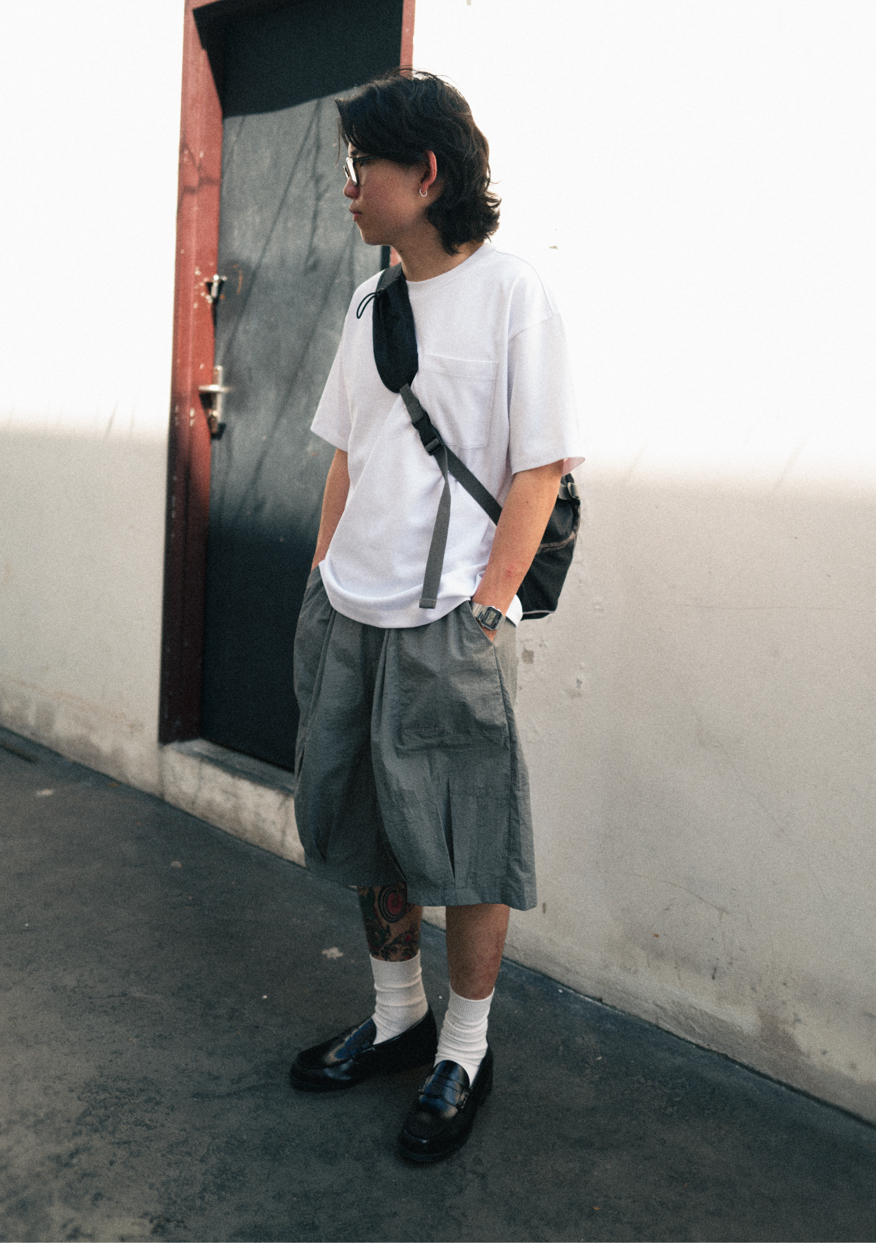 Comfy Balloon Shorts Cyan Grey