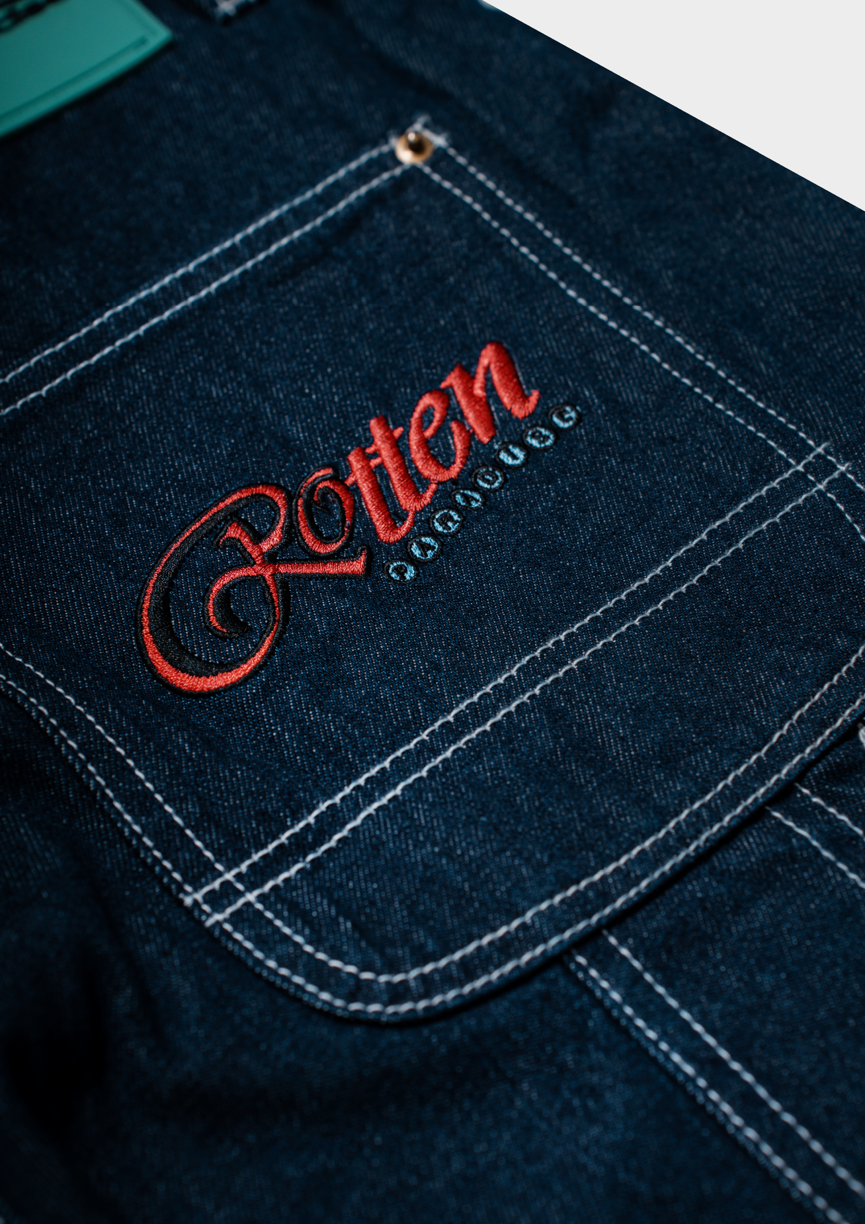 Long Double Knee Jeans Denim