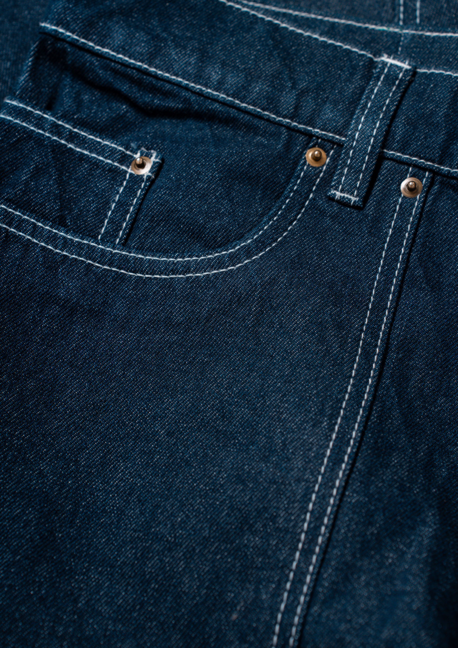 Long Double Knee Jeans Denim