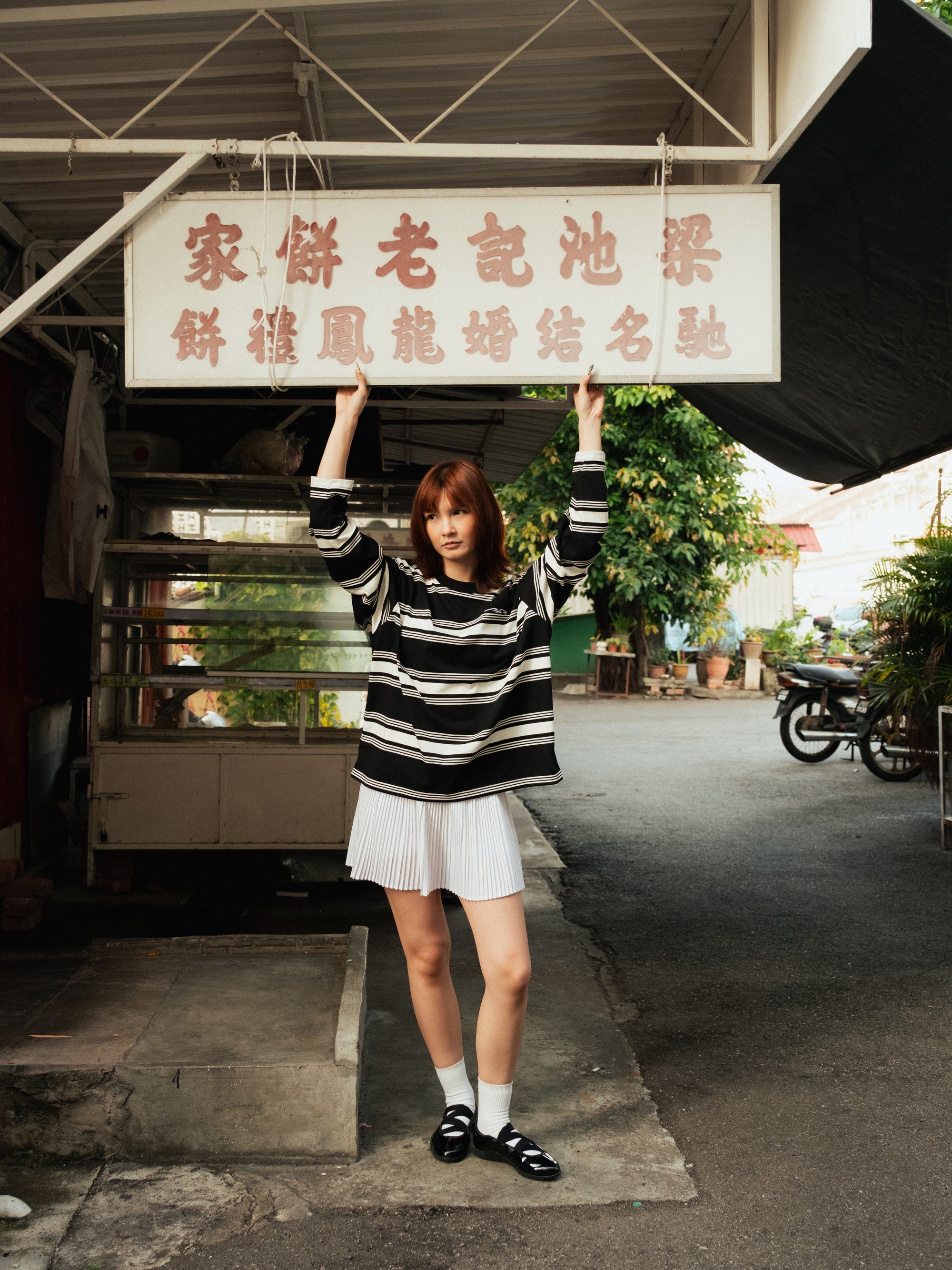 Logo Stripe Cropped L/S Tee Black