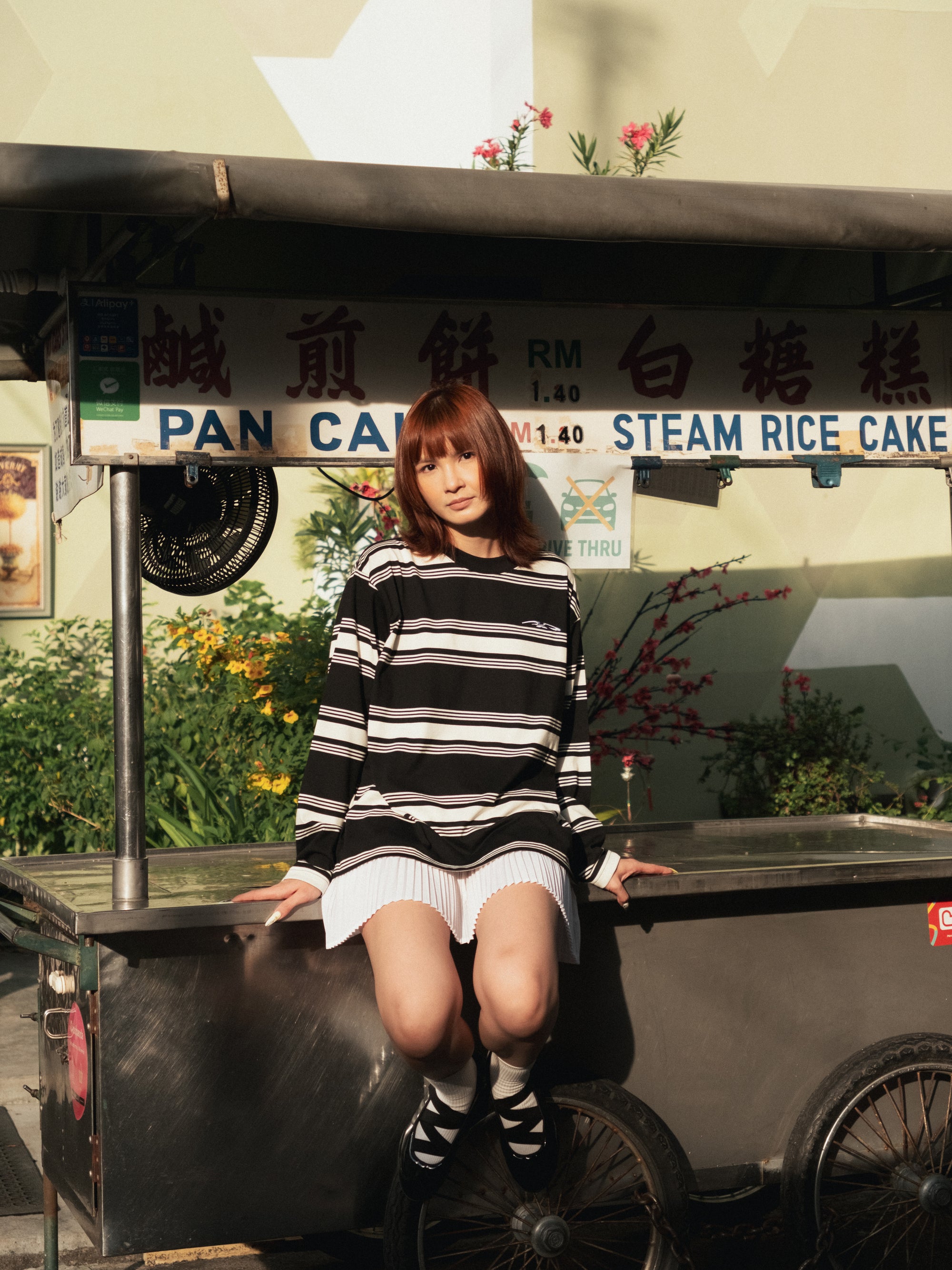 Logo Stripe Cropped L/S Tee Black