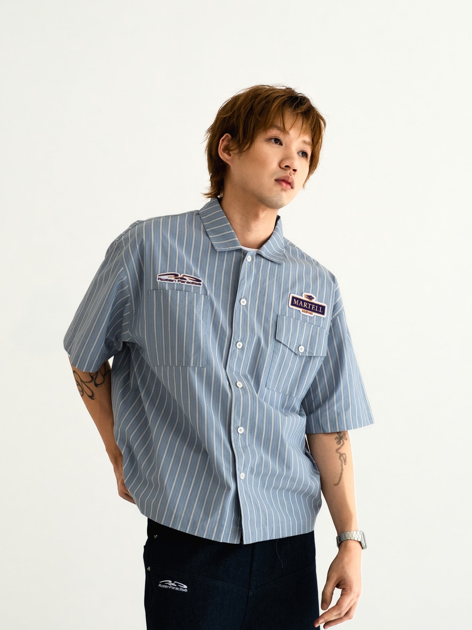 Rotten Paradise x Martell Bartender Shirt Ice Blue