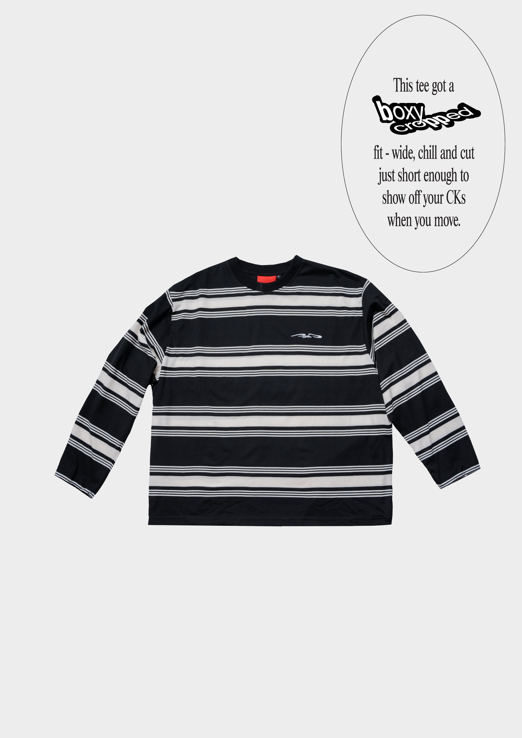 Logo Stripe Cropped L/S Tee Black