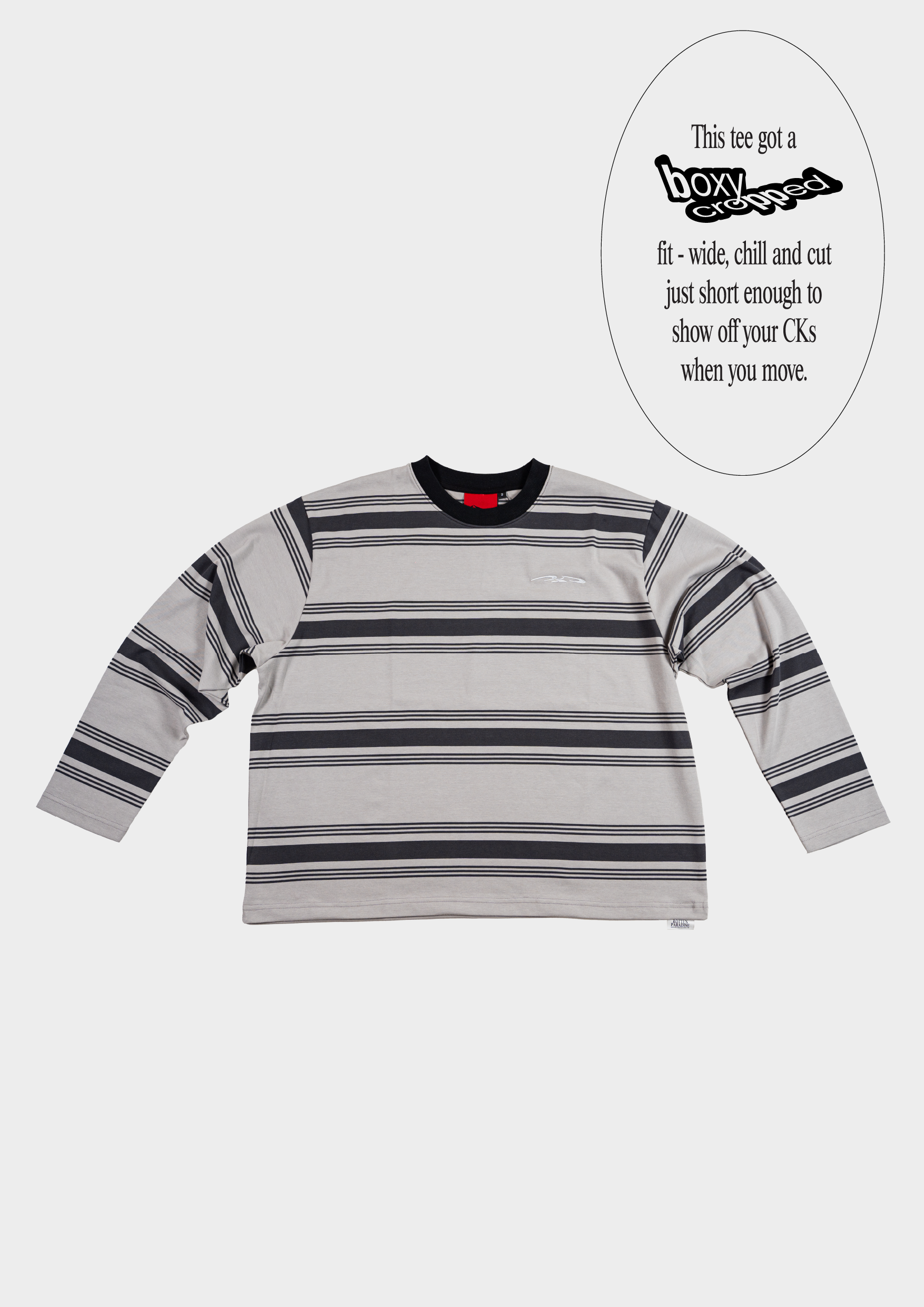 Logo Stripe Cropped L/S Tee Grey