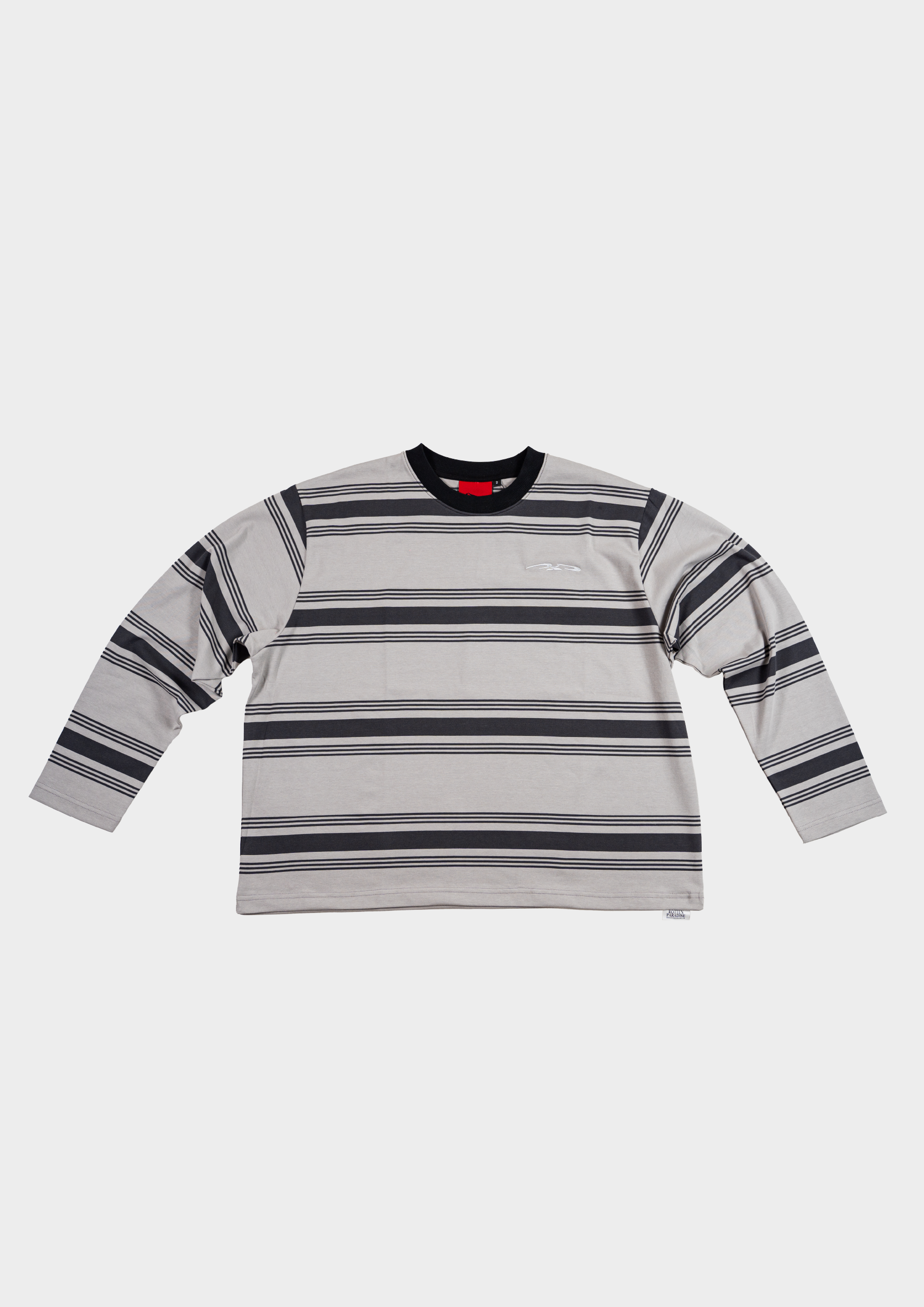 Logo Stripe Cropped L/S Tee Grey