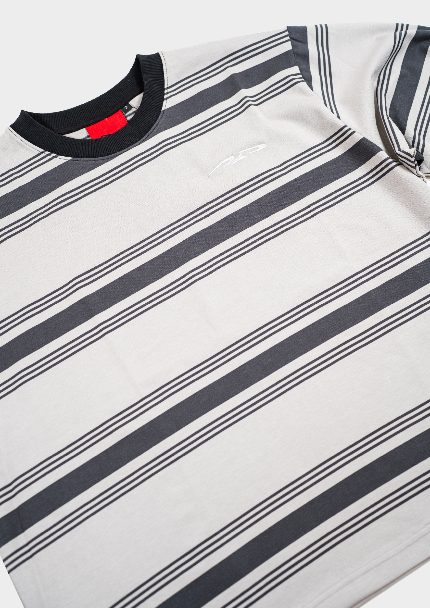 Logo Stripe Cropped L/S Tee Grey