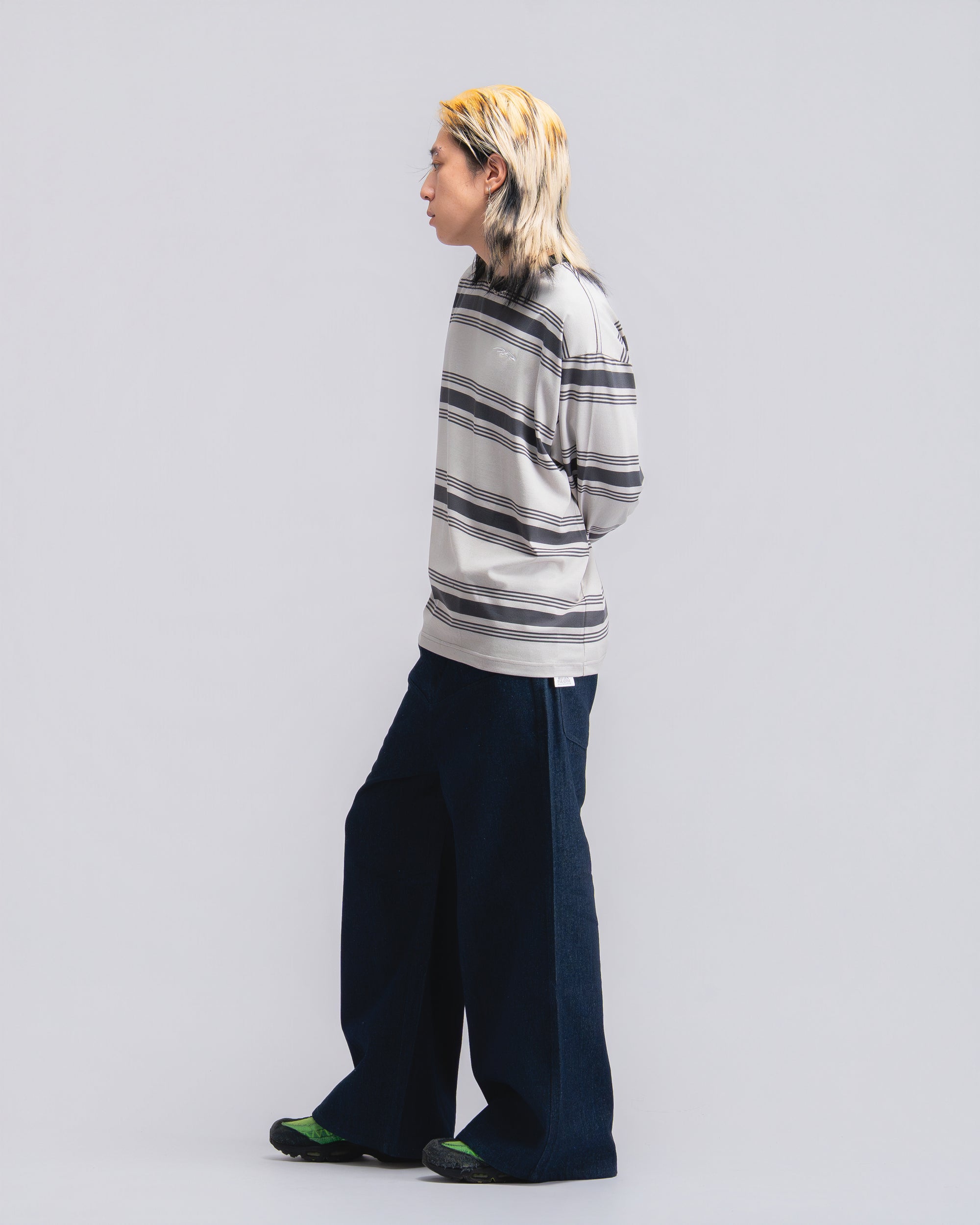 Logo Stripe Cropped L/S Tee Grey