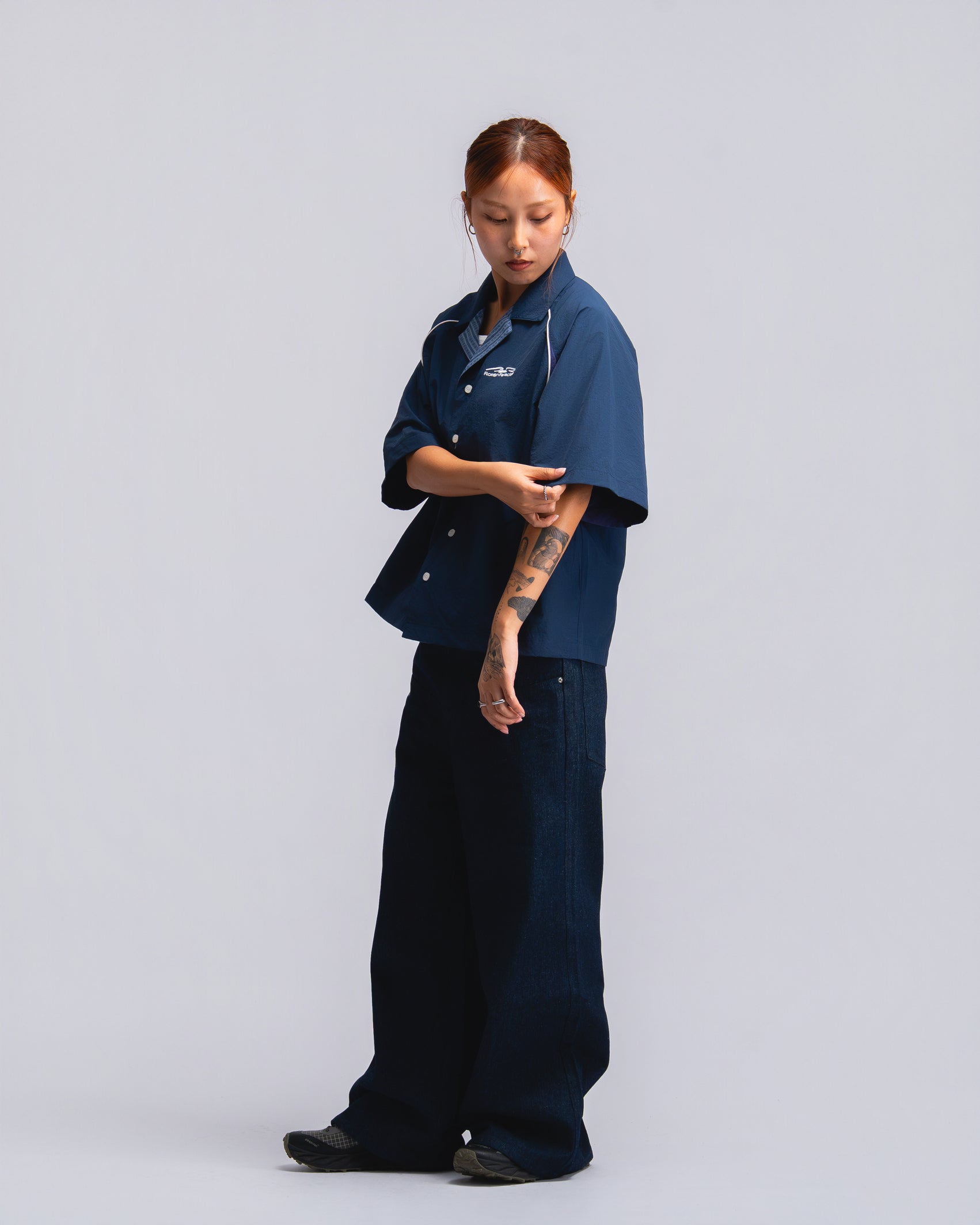 Papa Contrast Boxy Shirt Navy