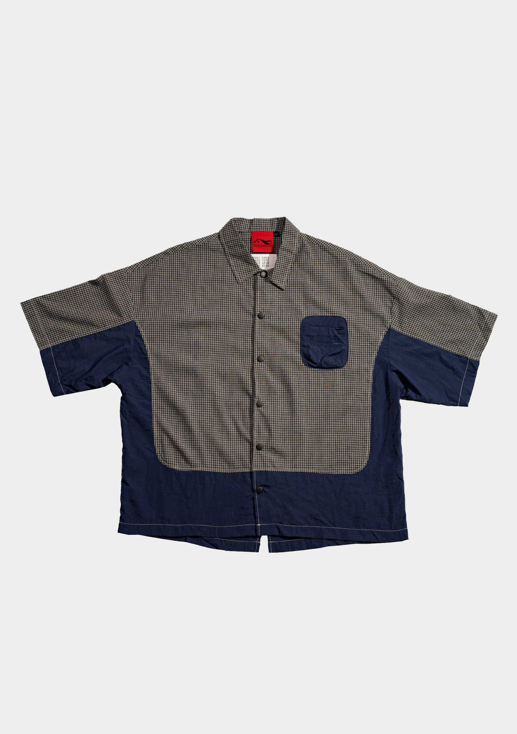Checkered Boxy Shirt Midnight Blue