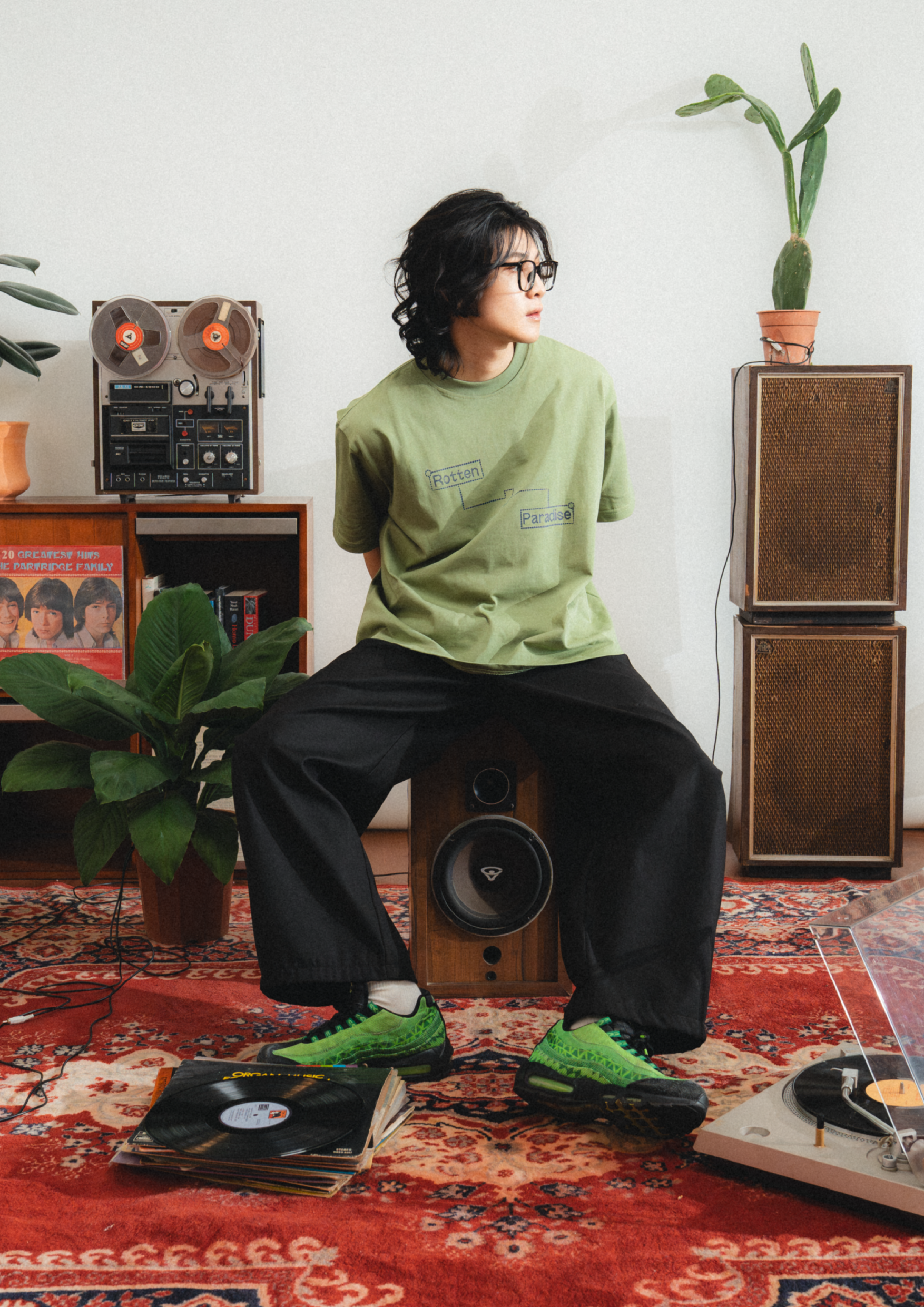 Frequency Cropped Tee Green