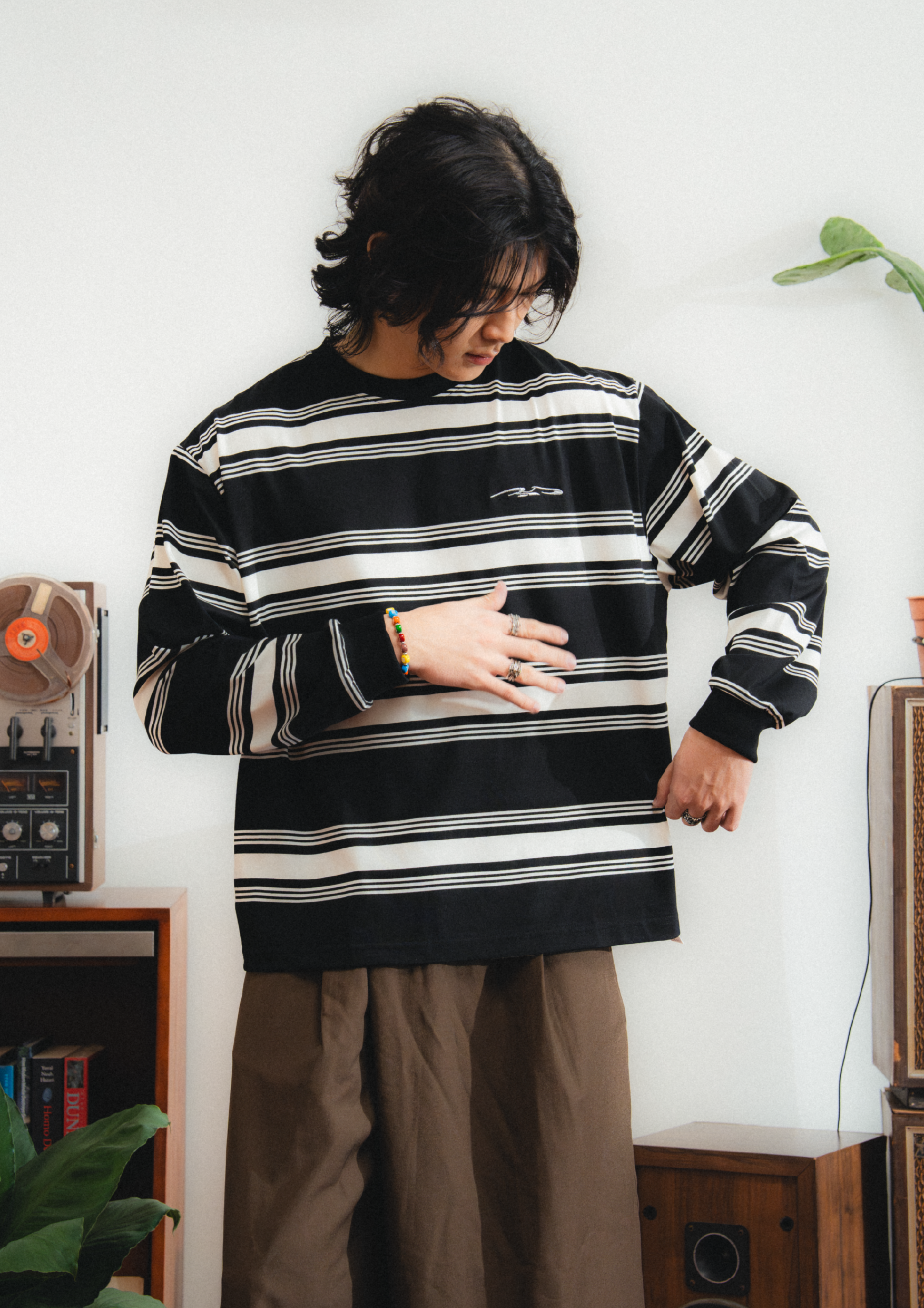 Logo Stripe Cropped L/S Tee Black