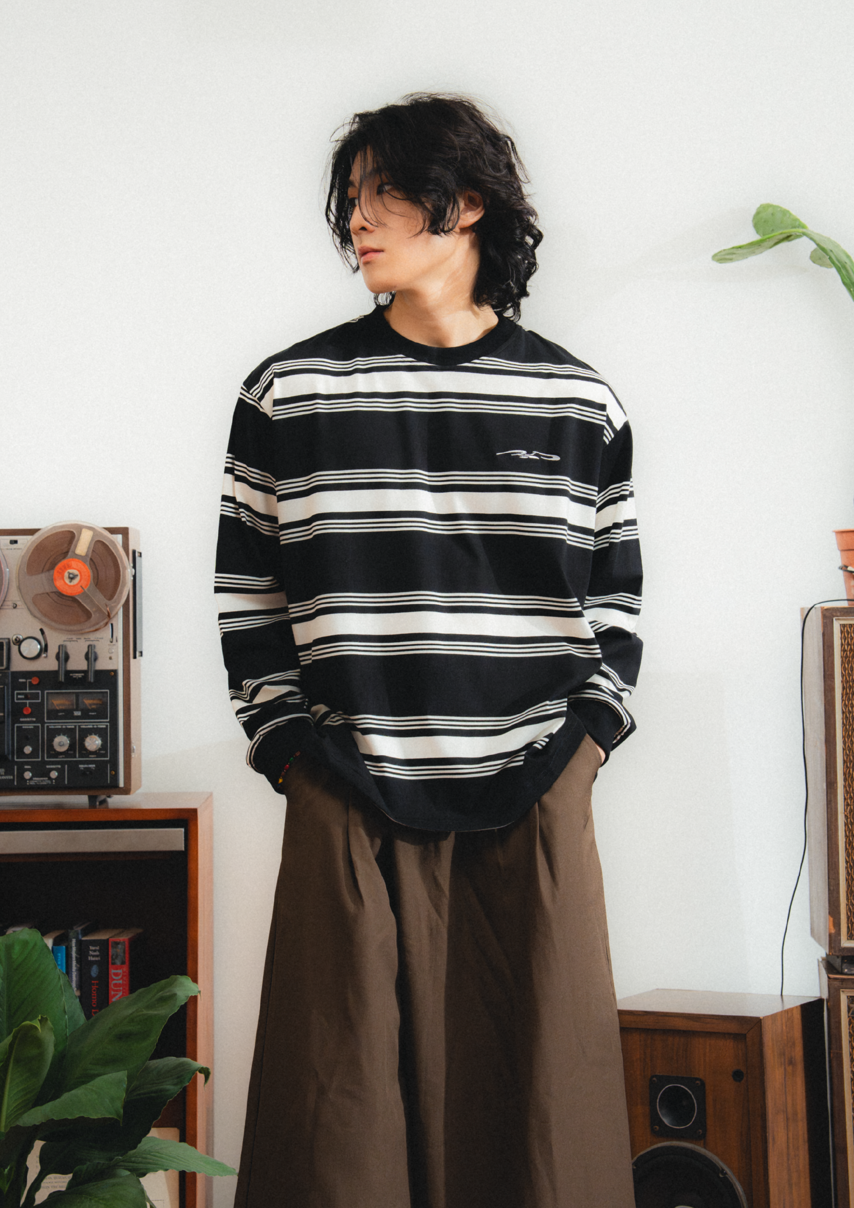 Logo Stripe Cropped L/S Tee Black