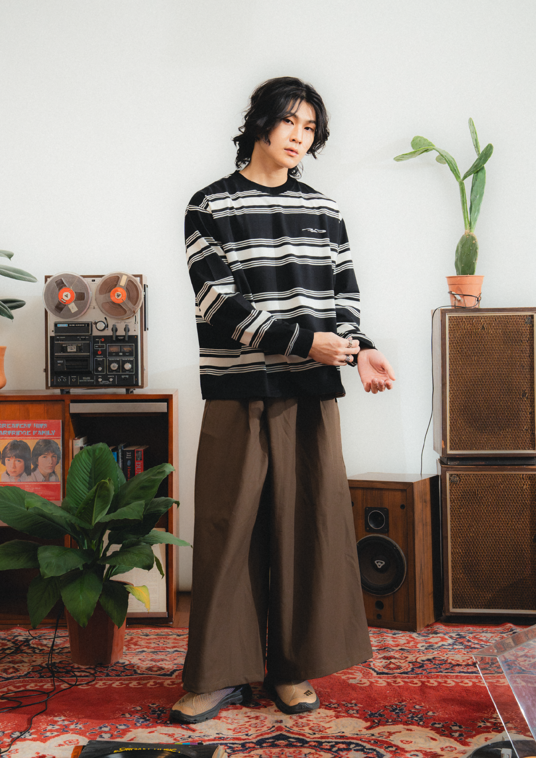 Logo Stripe Cropped L/S Tee Black