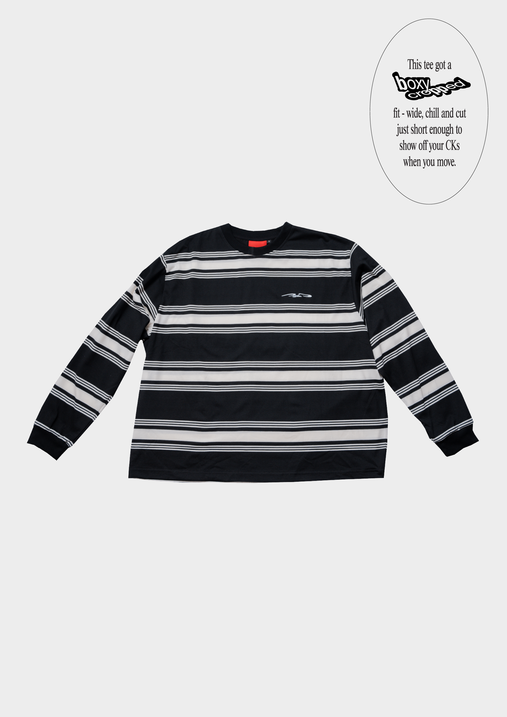 Logo Stripe Cropped L/S Tee Black