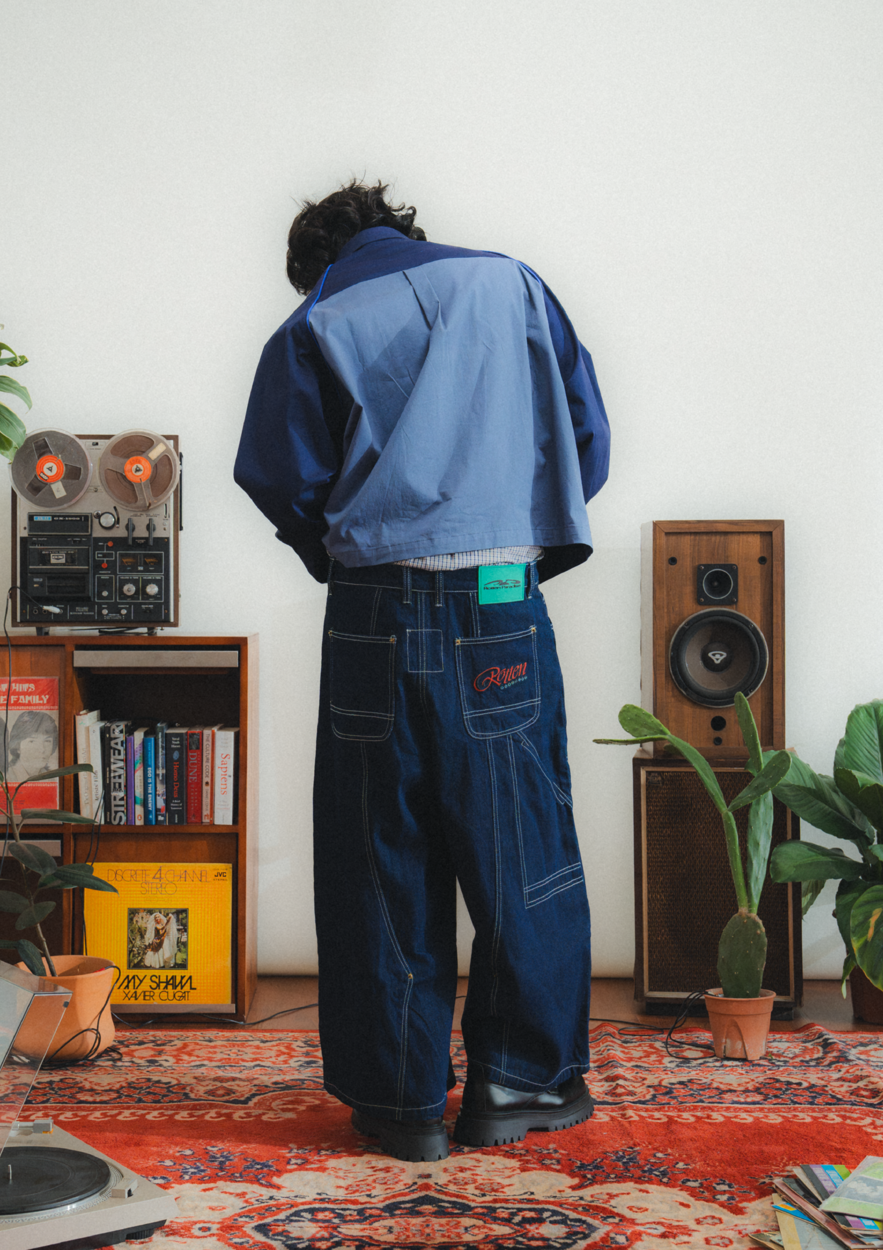 Long Double Knee Jeans Denim