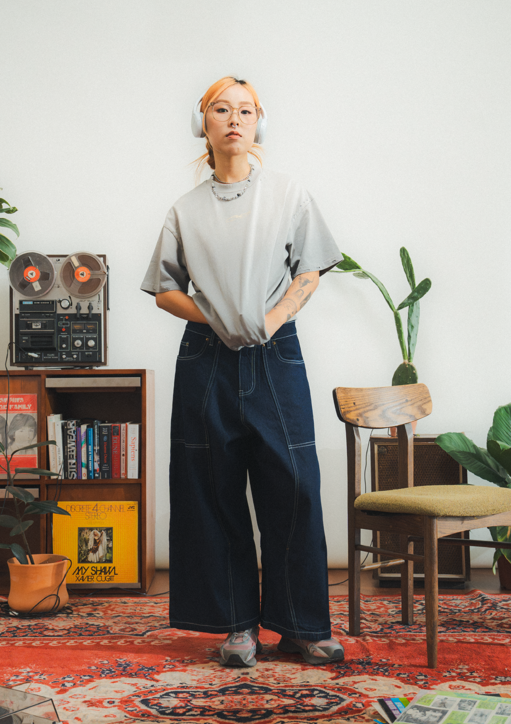 Long Double Knee Jeans Denim