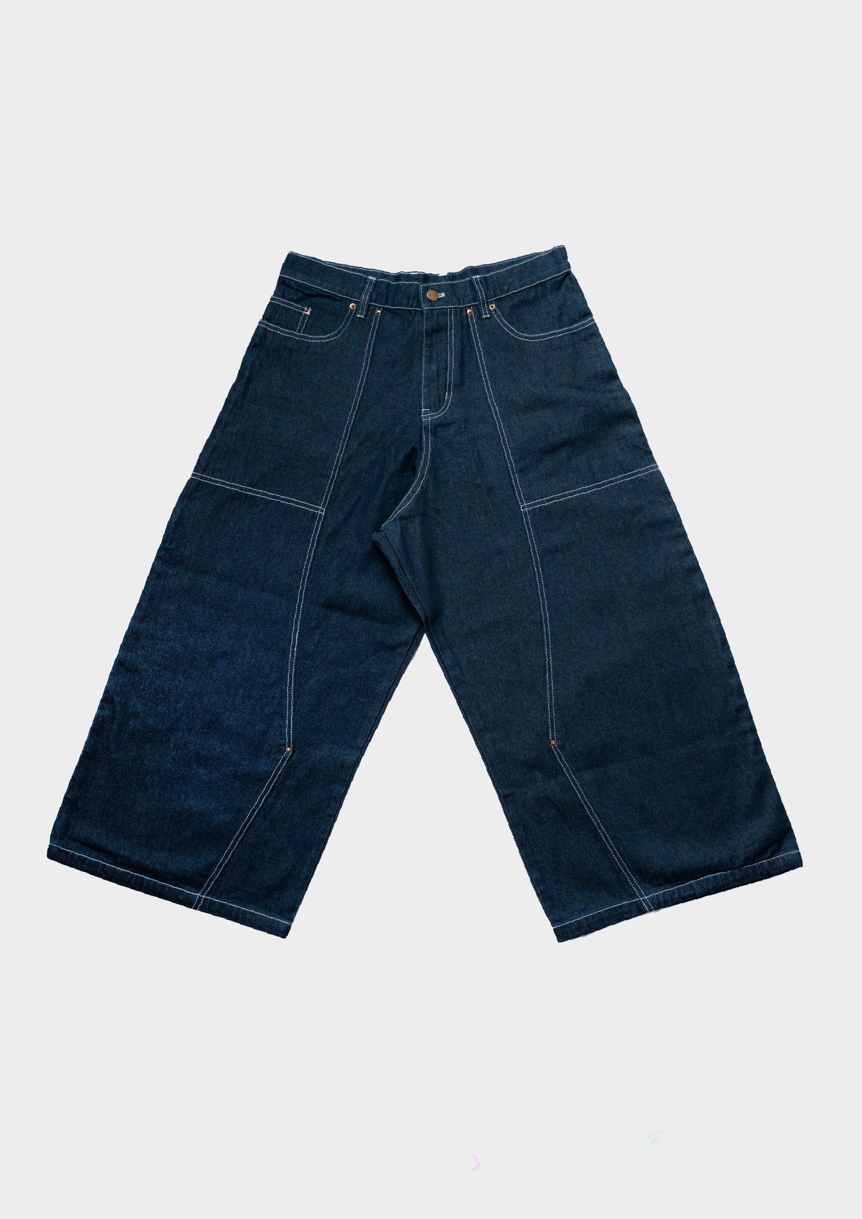 Long Double Knee Jeans Denim