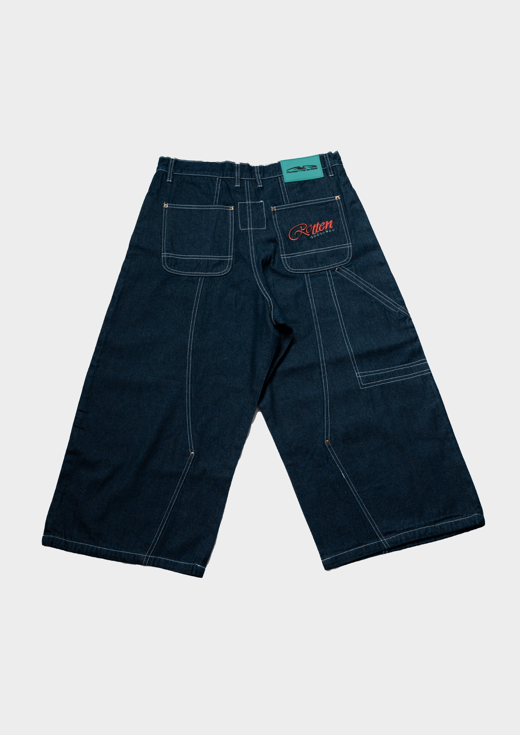 Long Double Knee Jeans Denim