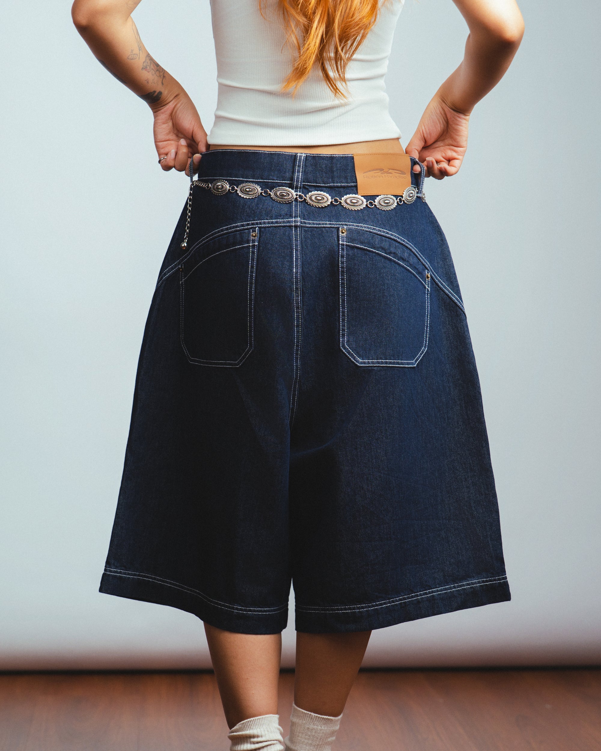 Drift Line Wide Fit Shorts Denim Blue
