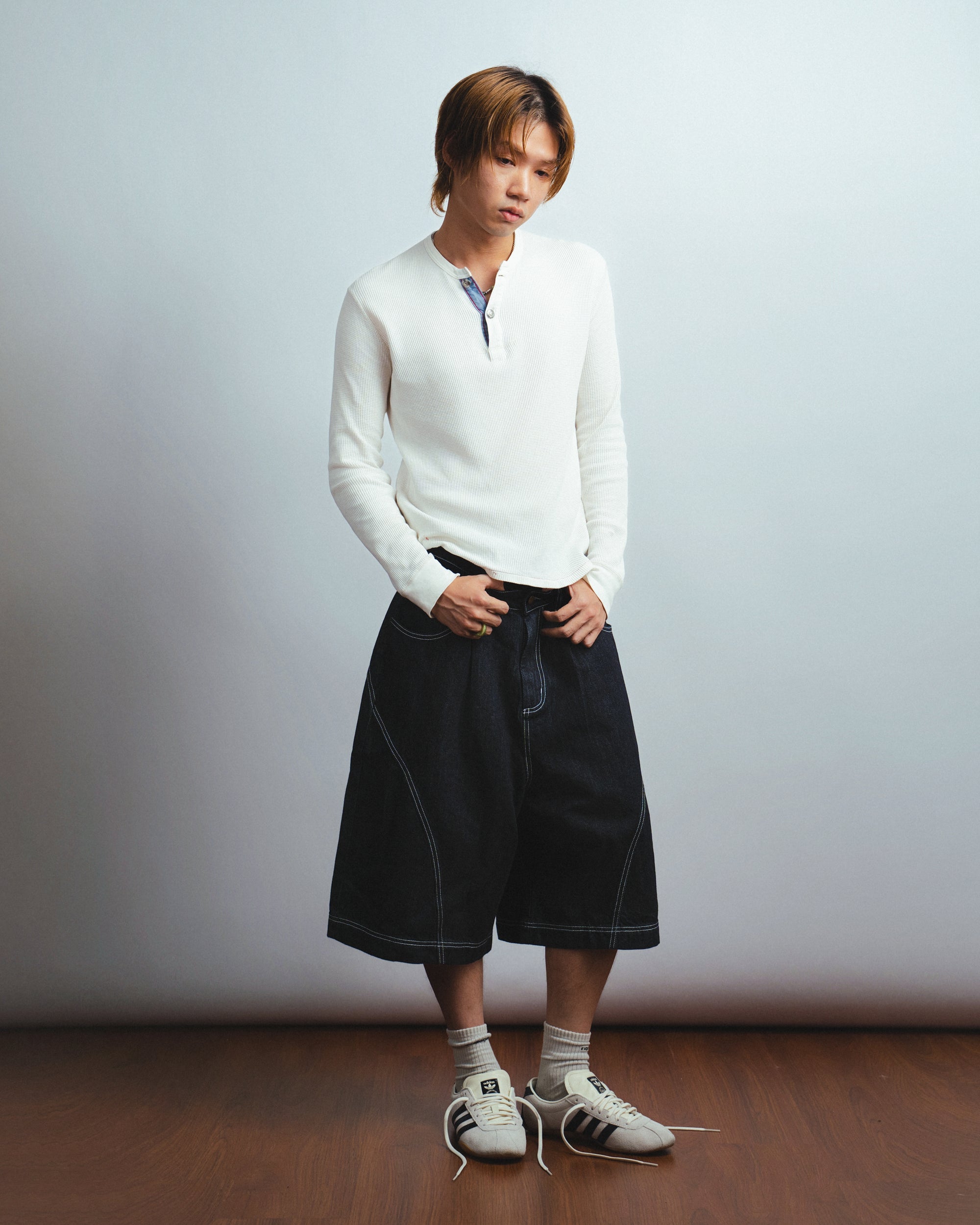 Drift Line Wide Fit Shorts Denim Black