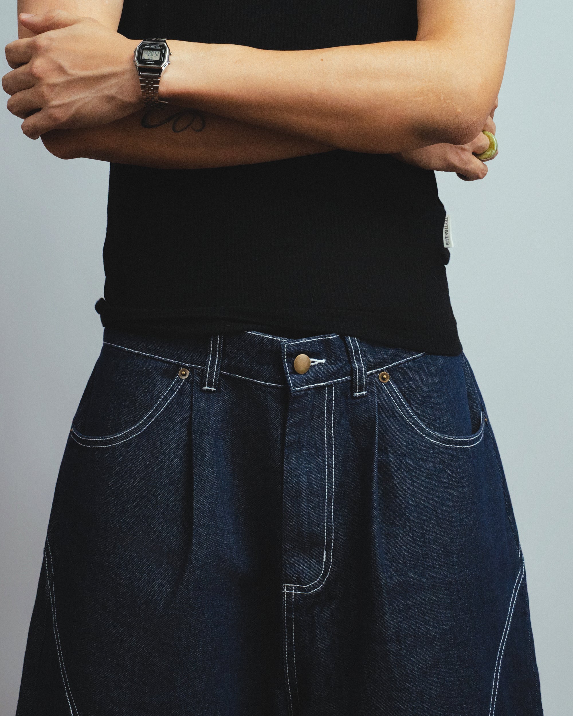 Drift Line Wide Fit Shorts Denim Blue
