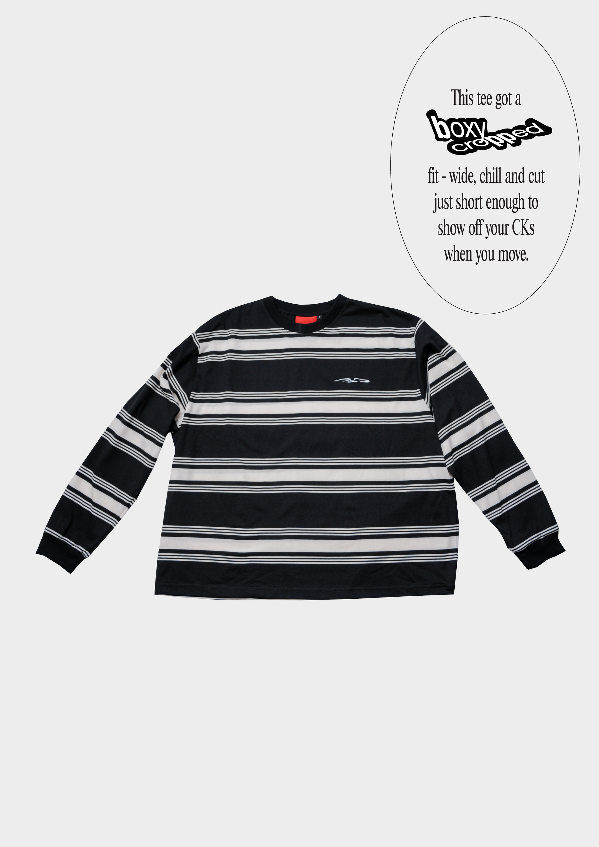 Logo Stripe Cropped L/S Tee Black